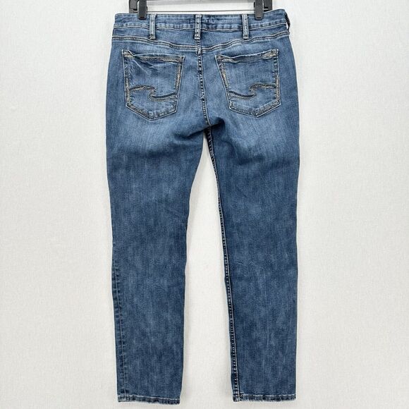 Silver Jeans Womens 33 Suki Slim Midrise Blue Stretch Denim Distressed - Picture 2 of 13